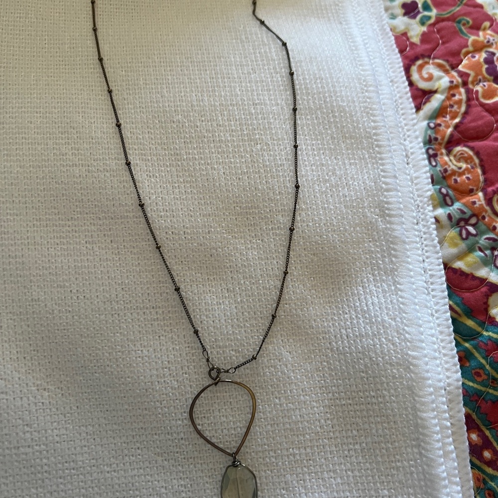 Gold-Tone Heart Loop Necklace with Clear Stone Drop: Brand Rach B